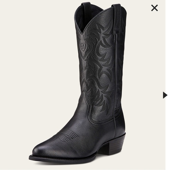Ariat Heritage R Toe Black Leather Western Boots main image 6